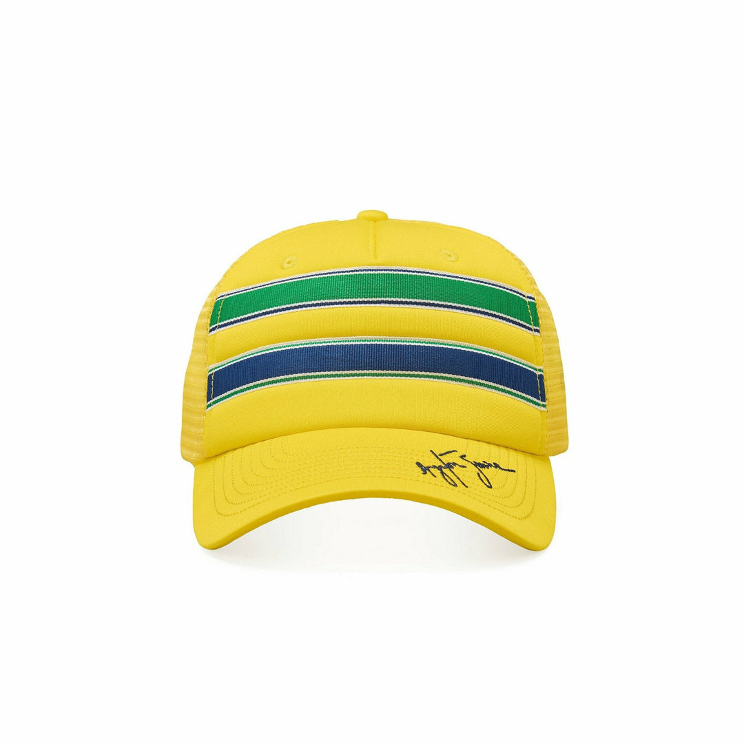 Casquette Ayrton Senna Drapeau Brésilien Helmet Stripe Trucker - Homme - Jaune 
