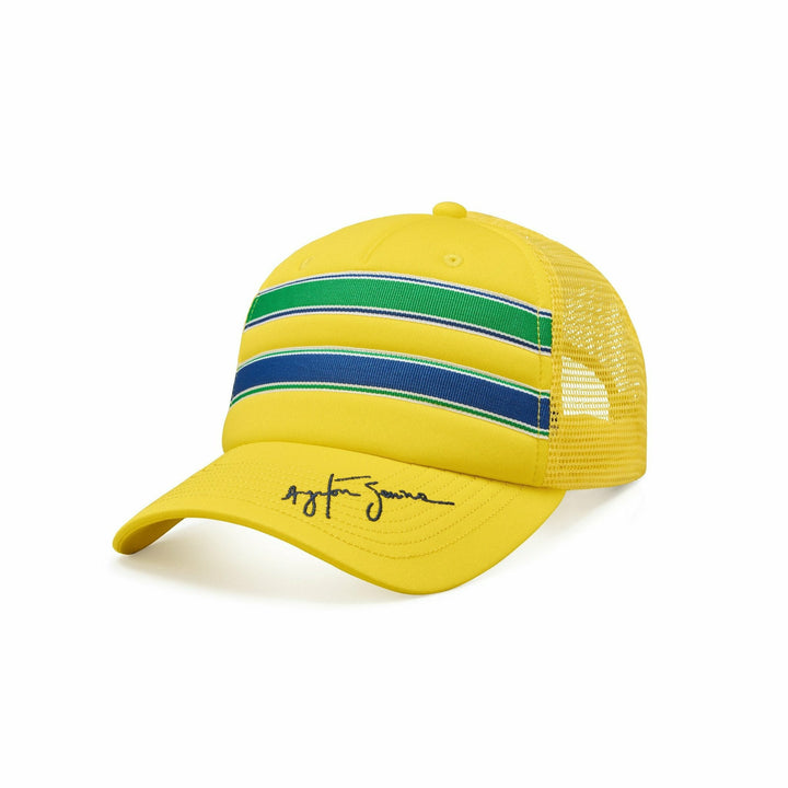 Casquette Ayrton Senna Drapeau Brésilien Helmet Stripe Trucker - Homme - Jaune 