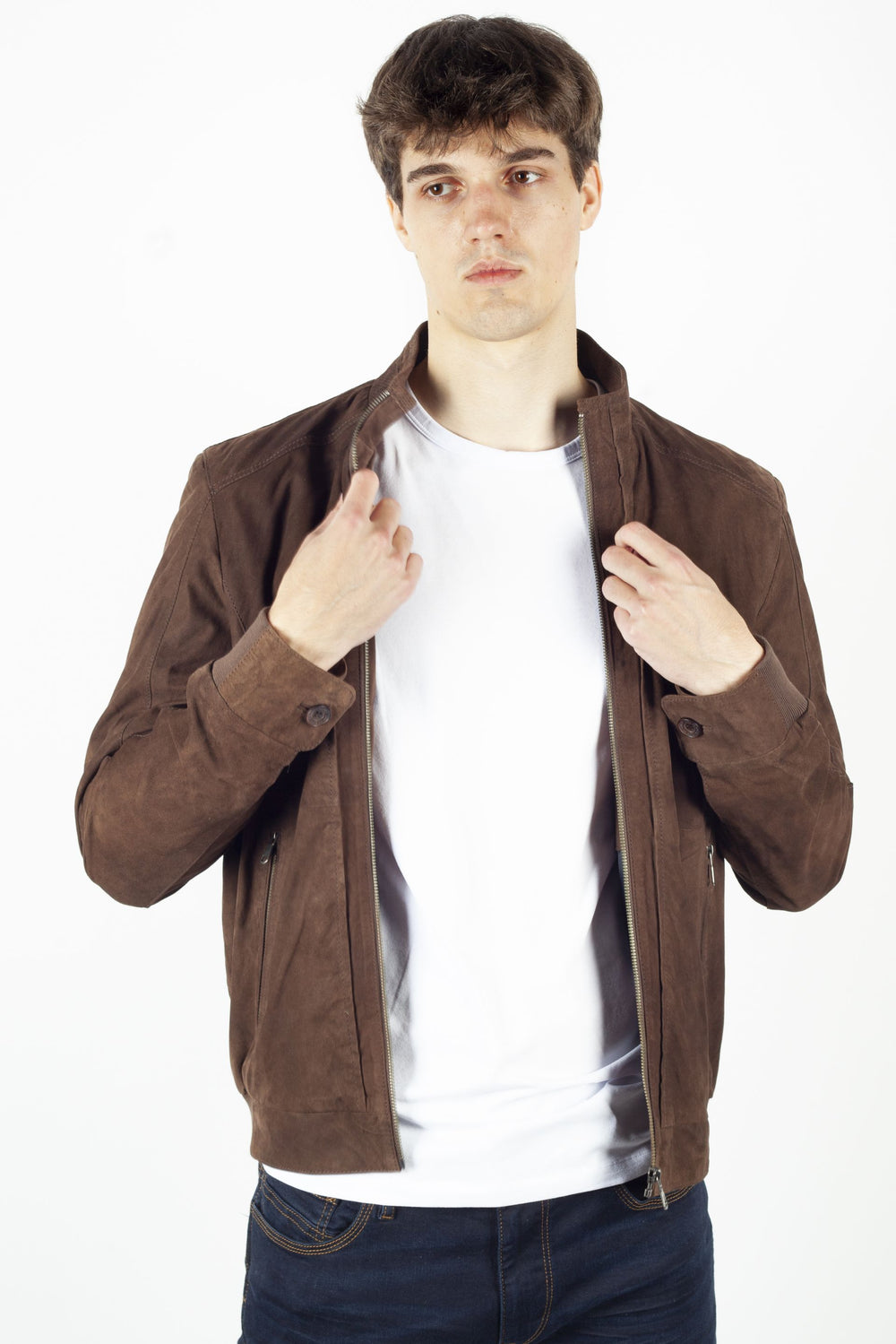 State of Art Leather Goat Suede Modern Classics Jacket - Men - Brown