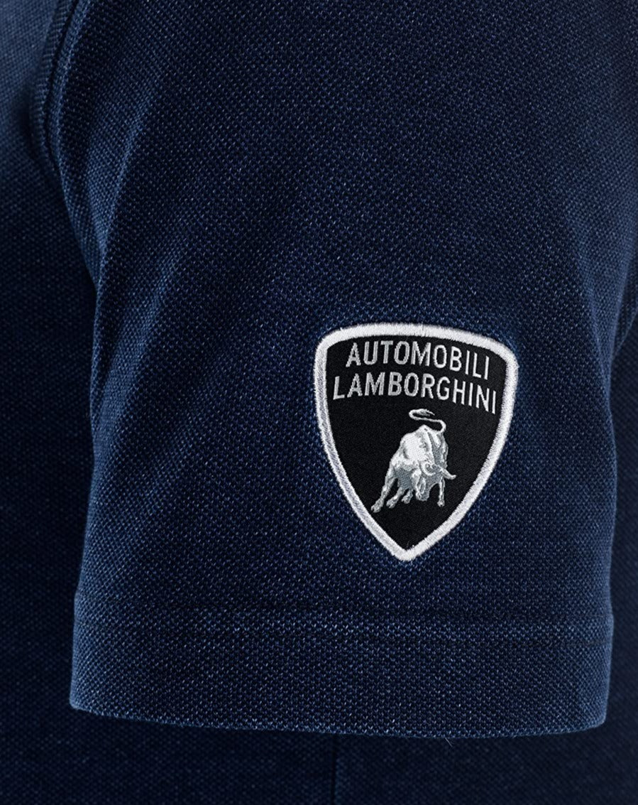 Automobili Lamborghini Polo de manga corta Slim Fit - Hombre - Azul marino