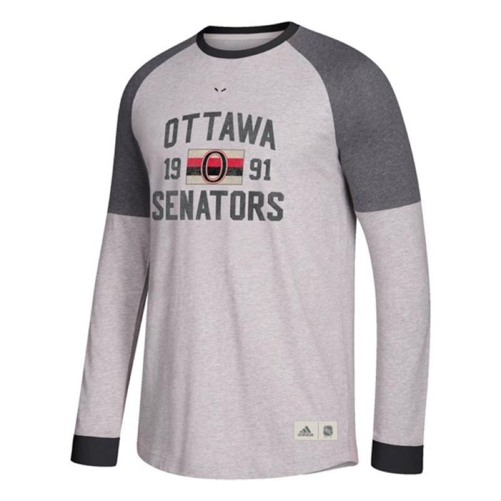 Adidas NHL Ottawa Senators Ice Hockey Team Vintage Long Sleeve Shirt - Men - Grey - FanaBox
