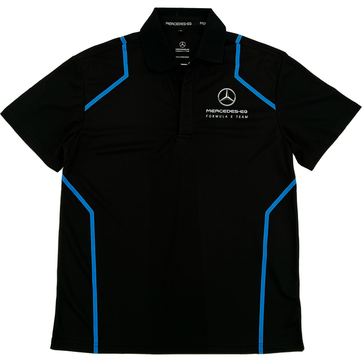 Mercedes Benz-EQ Formula E S8 Logo Covered Button Up Polo Shirt - Men - Black