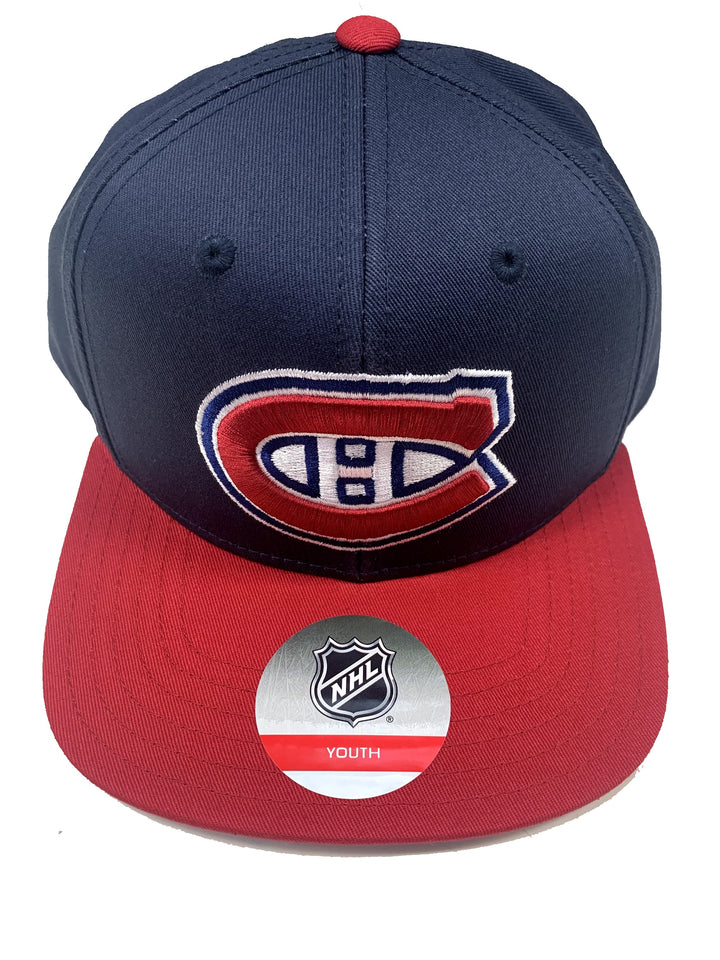 Montreal Canadiens NHL Youth Flat Brim Baseball Cap Red and Blue 