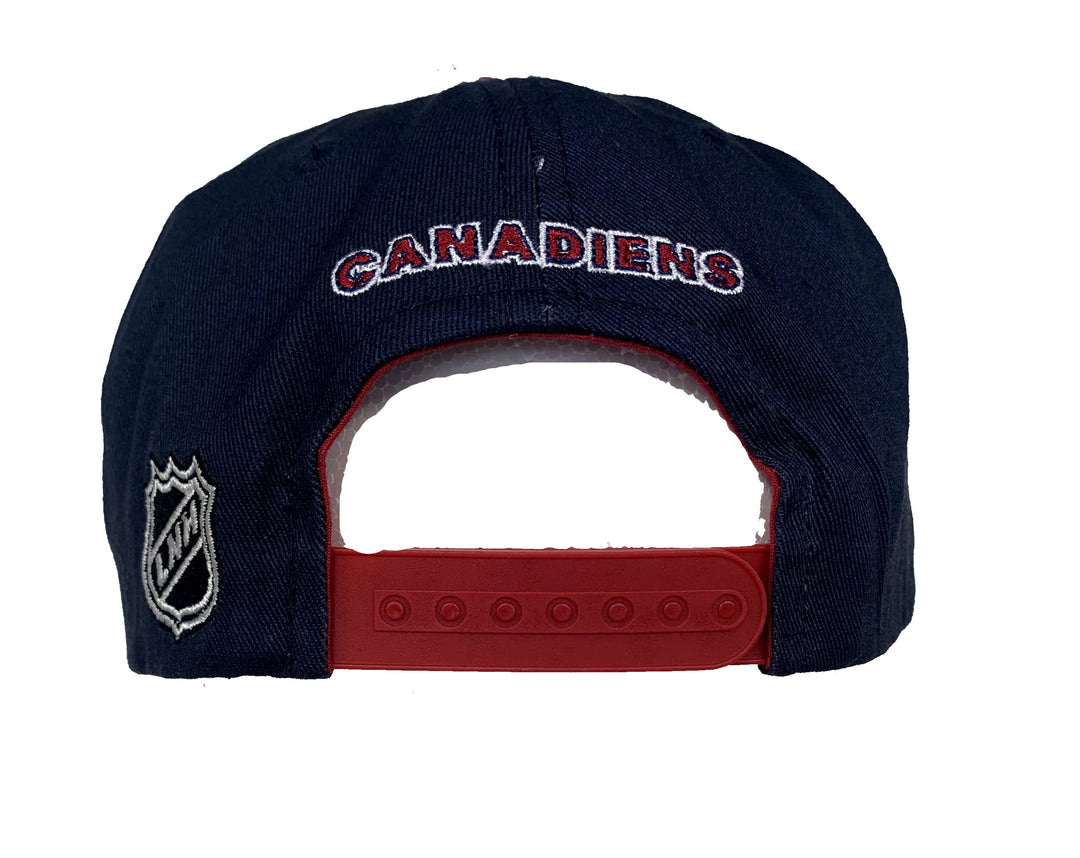 Montreal Canadiens Official NHL Flat Brim Snapback Cap Kids Blue and Red 