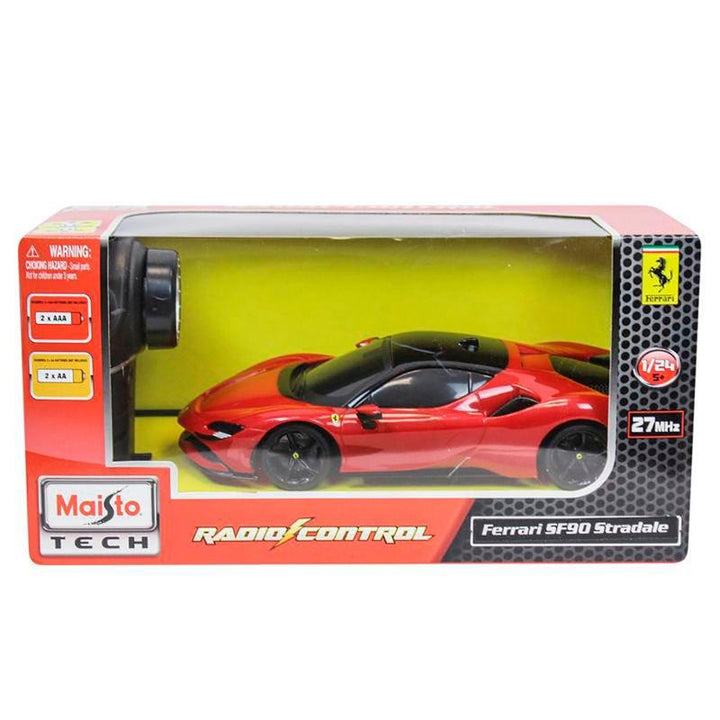 MAISTO Voiture radiocommandée Ferrari SF90 Stradale échelle 1/24 - Accessoires - Rouge