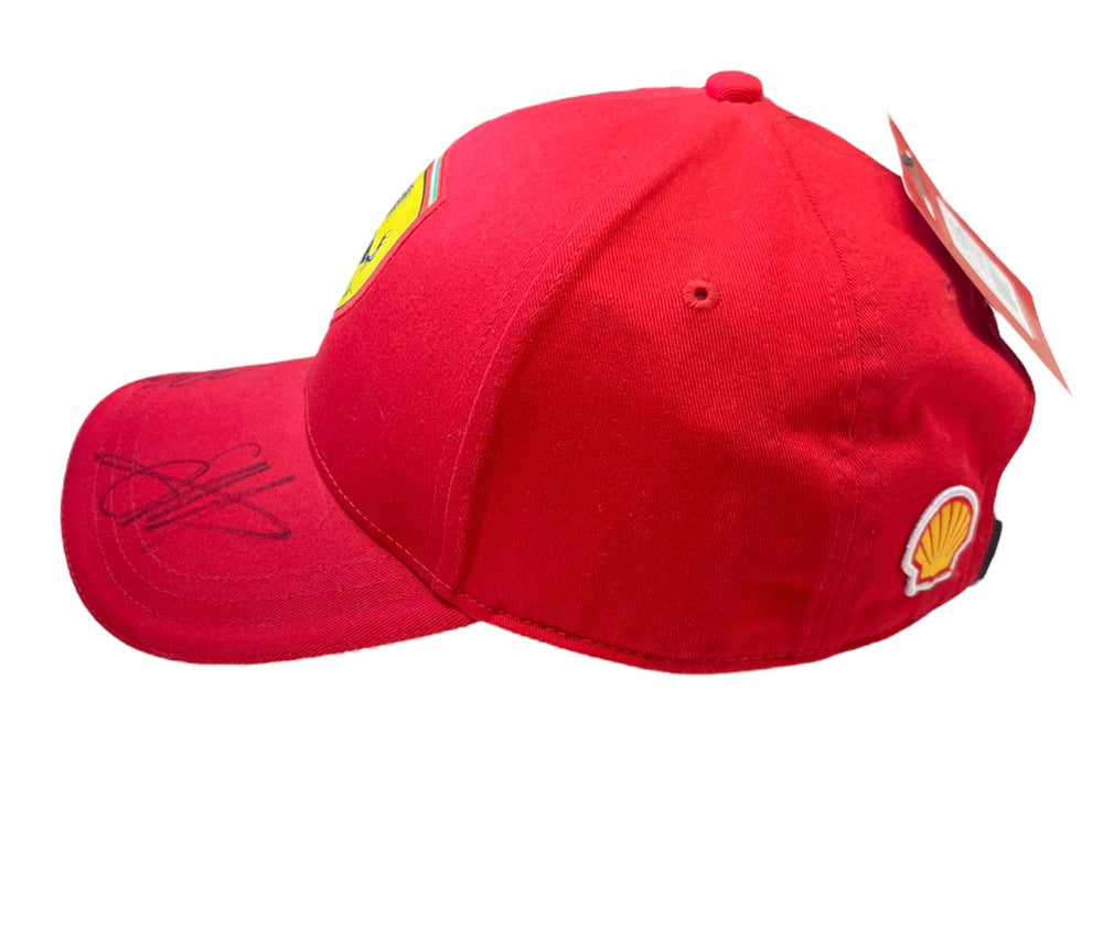 Sebastian Vettel and Charles Leclerc SIGNED Scuderia Ferrari Baseball Cap - Men - Red