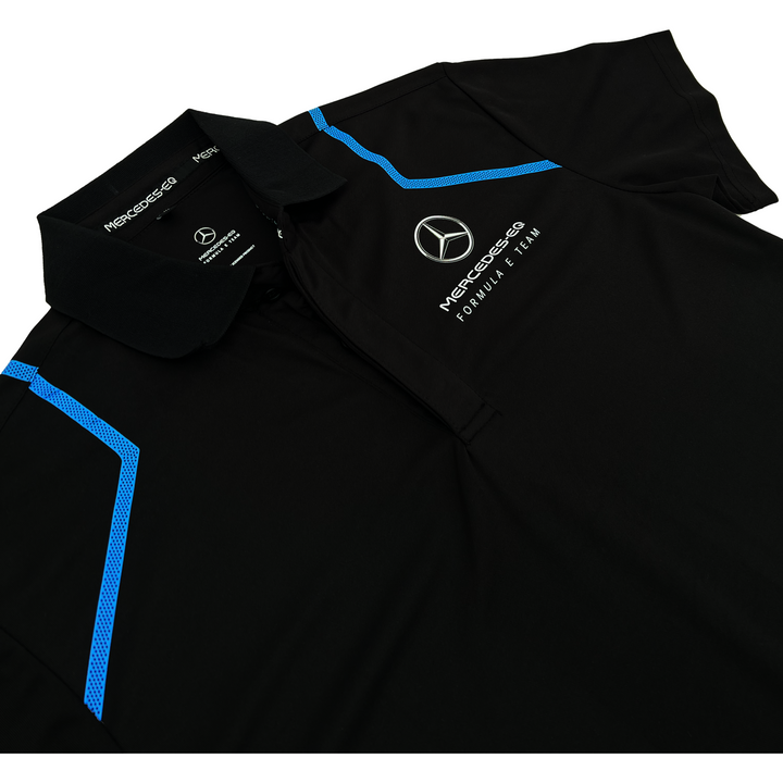 Mercedes Benz-EQ Formula E S8 Logo Covered Button Up Polo Shirt - Men - Black