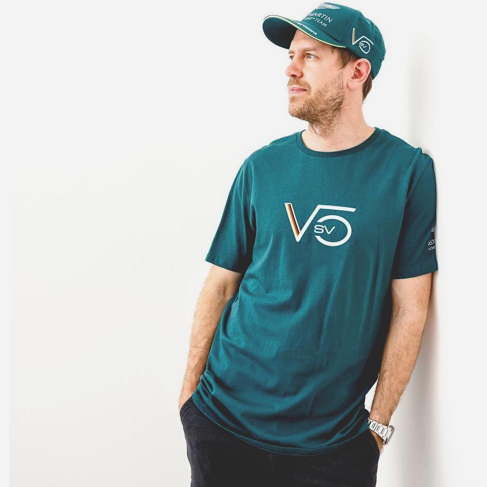 Sebastian Vettel SV5 Aston Martin F1 Team Green T-shirt Men 