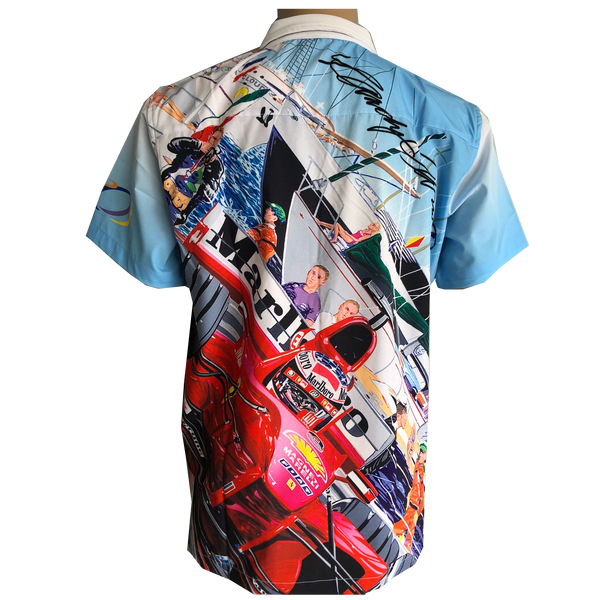 Michael Schumacher Ferrari Miami Grand Prix Button-Down Shirt - Men - Blue