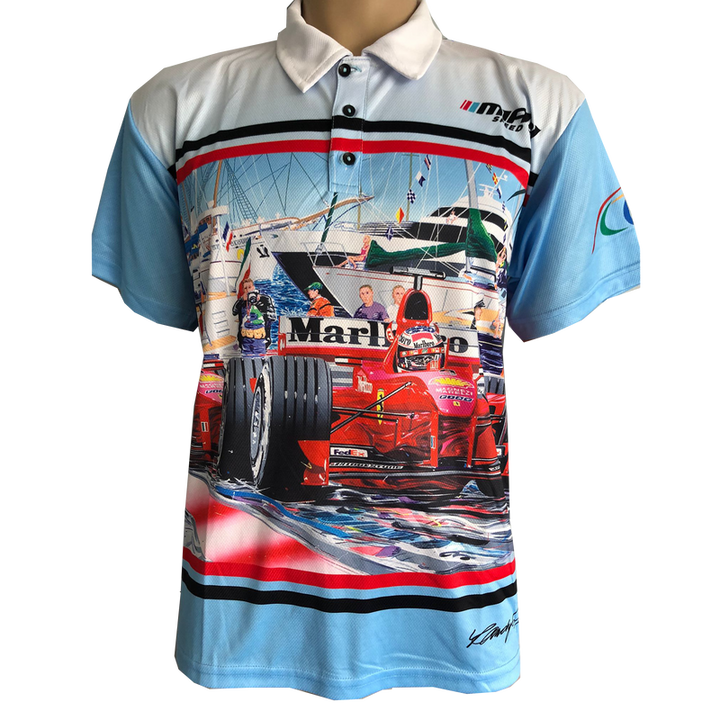 Michael Schumacher Ferrari Miami Grand Prix Polo Shirt - Men - Blue