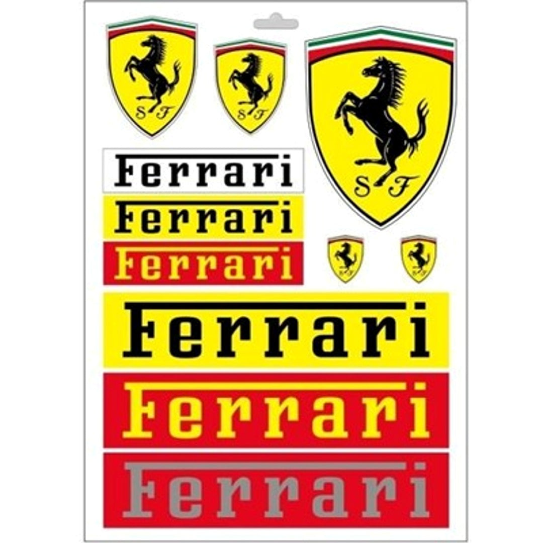 Ferrari Large Logo Shield and Long F Symbol Letter Logo Yellow and Red 